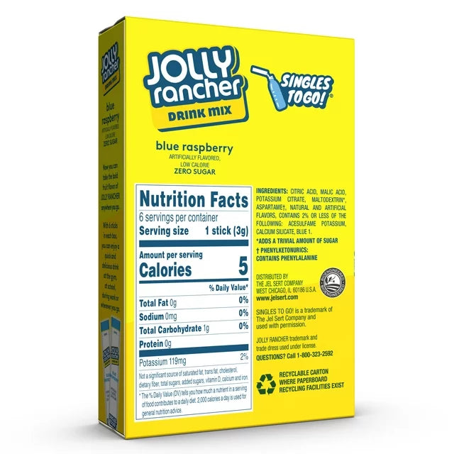 Jolly Rancher - Zero Sugar Singles To Go Drink Mix - Pak 6