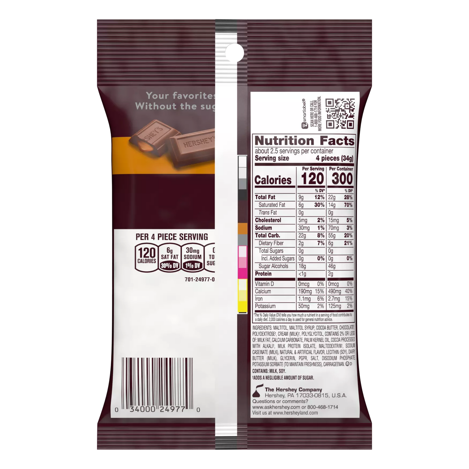 Hershey's - Sugar Free Chocolate Candy With Caramel - 3oz