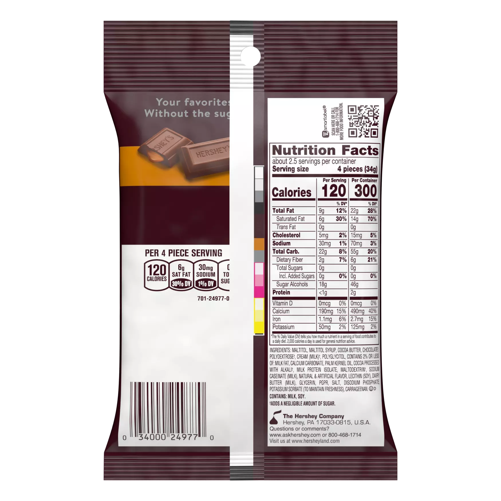 Hershey's - Sugar Free Chocolate Candy With Caramel - 3oz