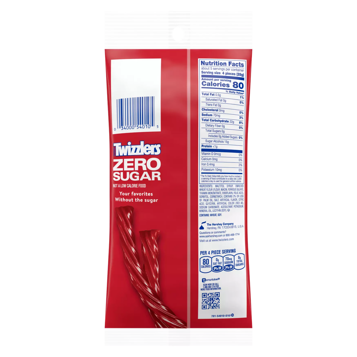 Twizzlers - Torsades à la fraise sans sucre - 142 g