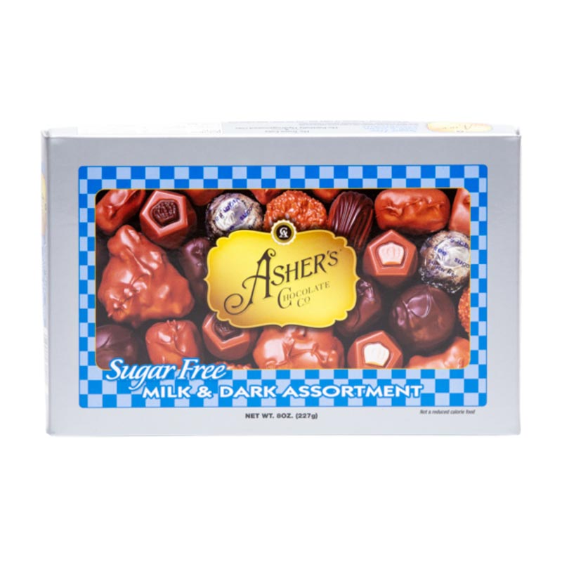 Chocolats Asher's - Assortiment de bonbons au chocolat sans sucre, chocolat au lait et chocolat noir - 227 g