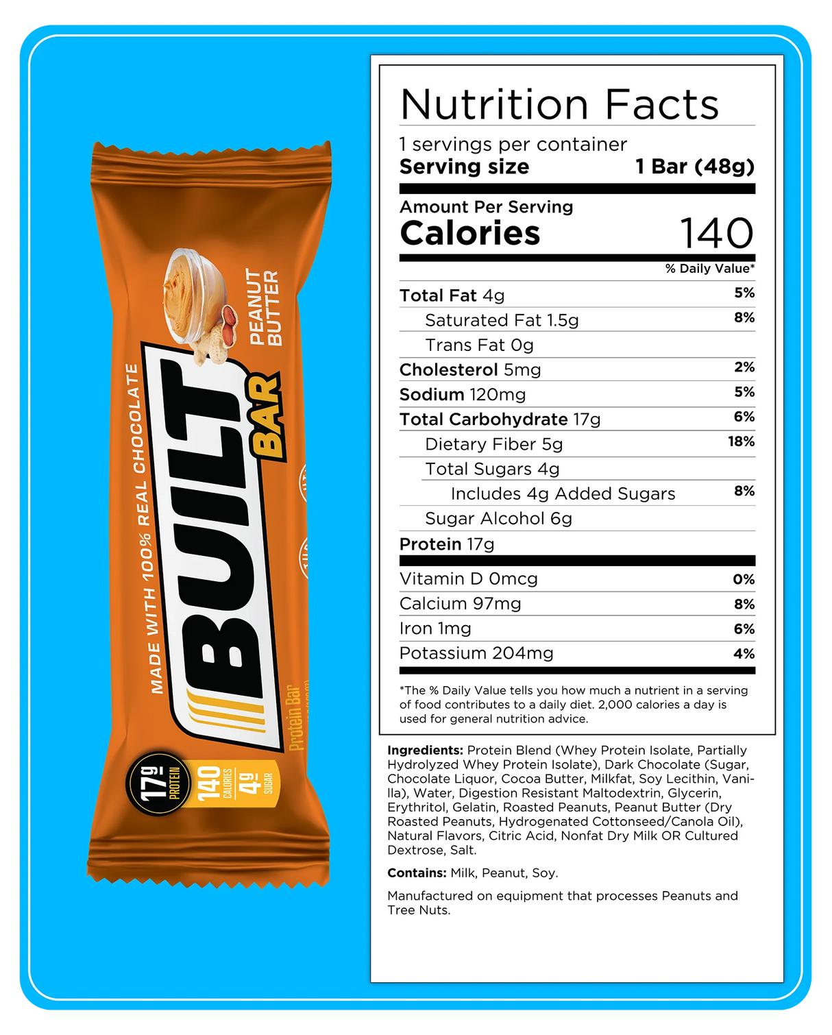 Built Protein Bar - 100% Real Chocolate - Zero Guilt 49g