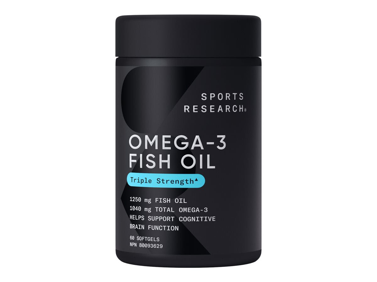 Sports Research - Huile de poisson oméga-3 issue de colin d'Alaska sauvage - 120 capsules molles