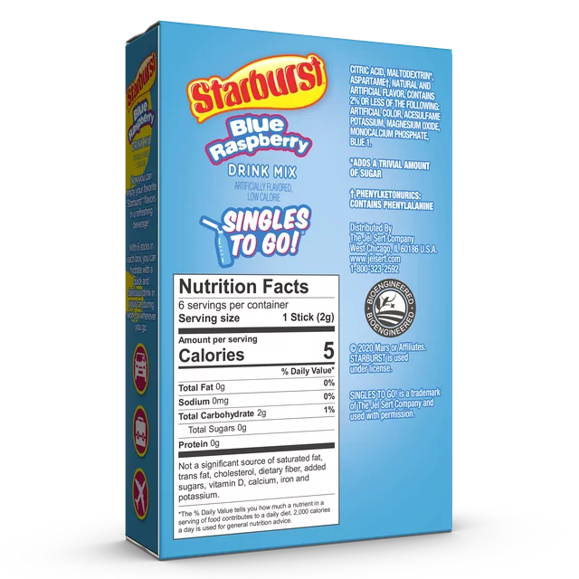 Starburst - Préparation pour boisson individuelle sans sucre - Paquet de 6