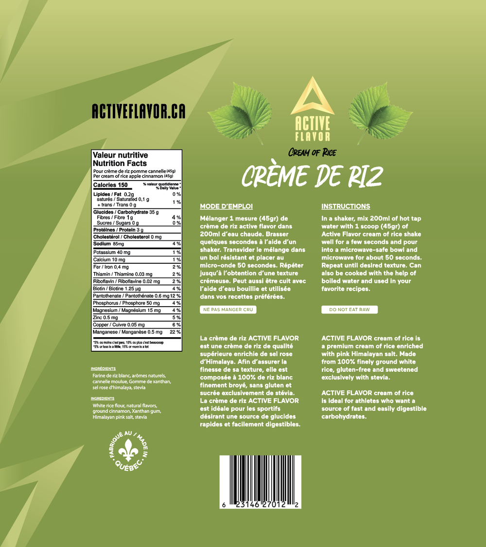 Active Flavor - Cream of Rice - 1.5kg