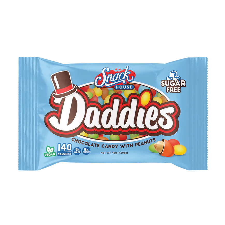 Snack House - Bonbons au chocolat et aux cacahuètes sans sucre Daddies - Boîte de 12