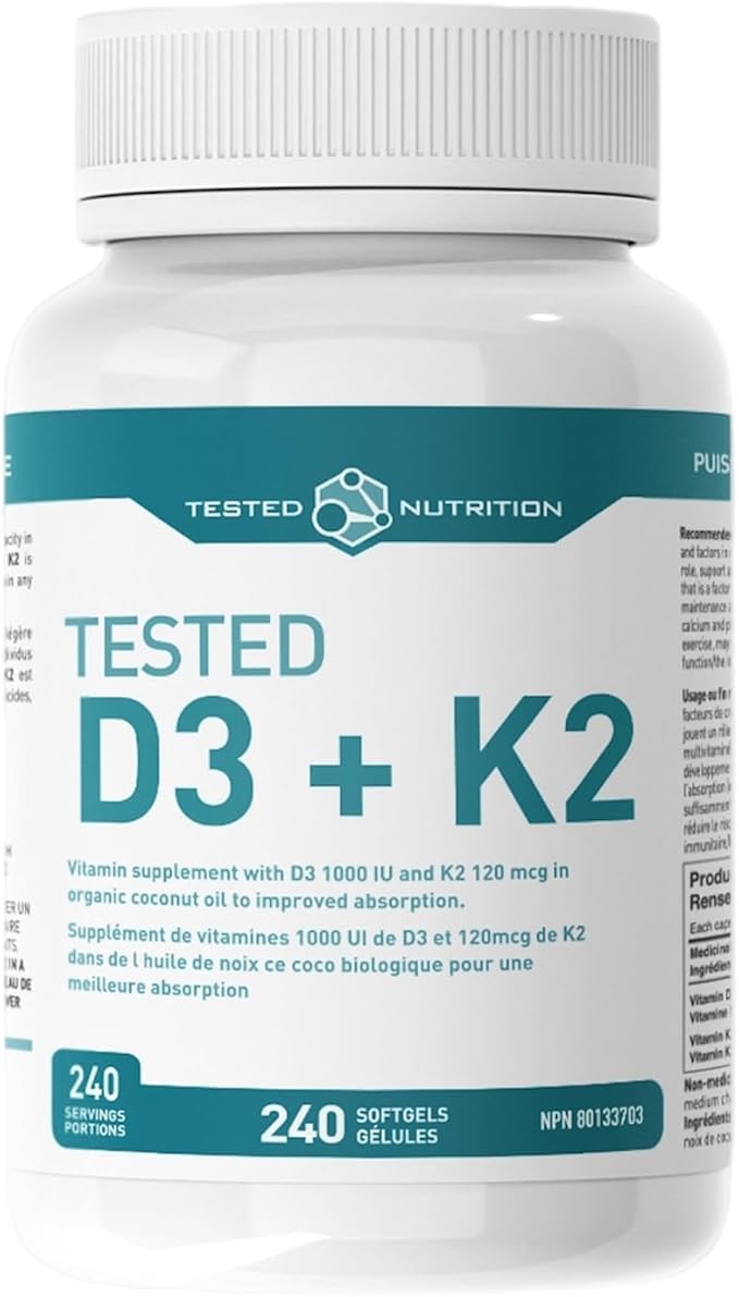 Tested Nutrition - Vitamin D3+K2 - High Potency 240 SoftGels