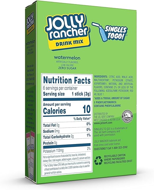 Jolly Rancher - Zero Sugar Singles To Go Drink Mix - Pak 6