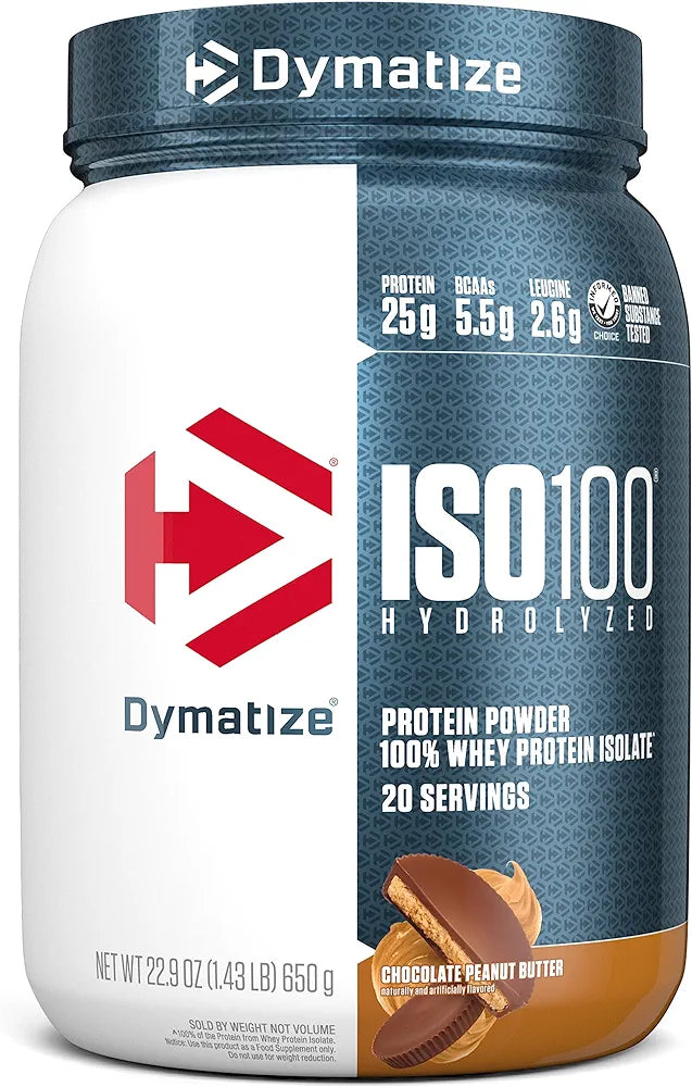 Dymatize - Iso-100 Protéines de lactosérum isolées hydrolysées - 20 portions
