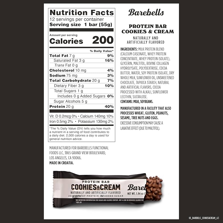 Barebells - High Protein No Sugar Added Bar - 55g