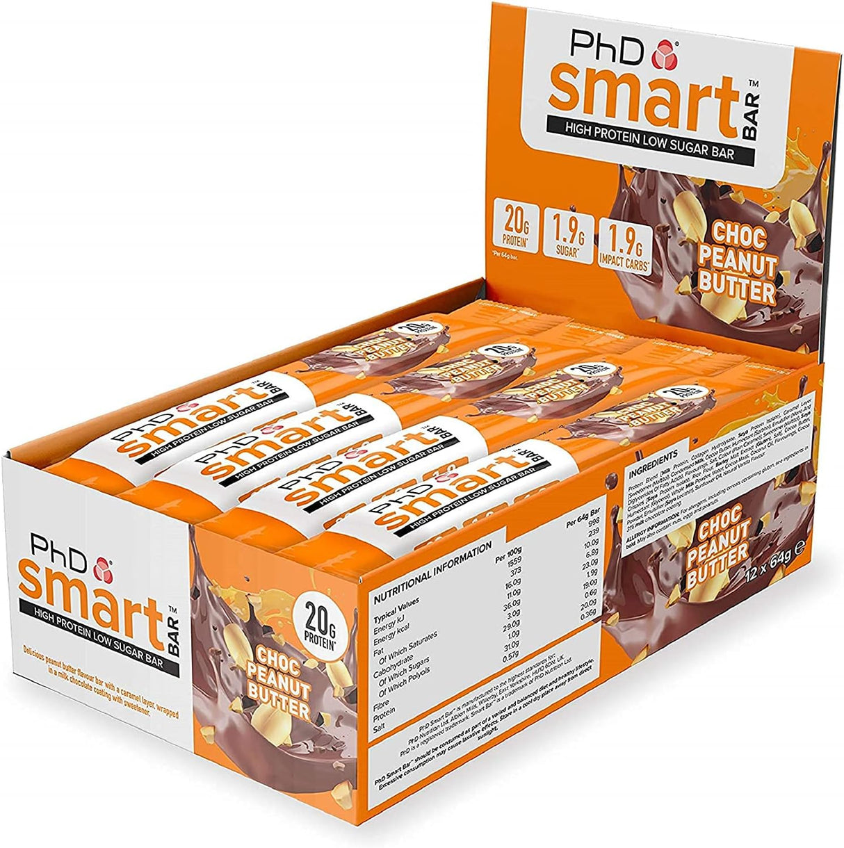 PhD Nutrition - Barre protéinée Smart Bar - Boîte de 12