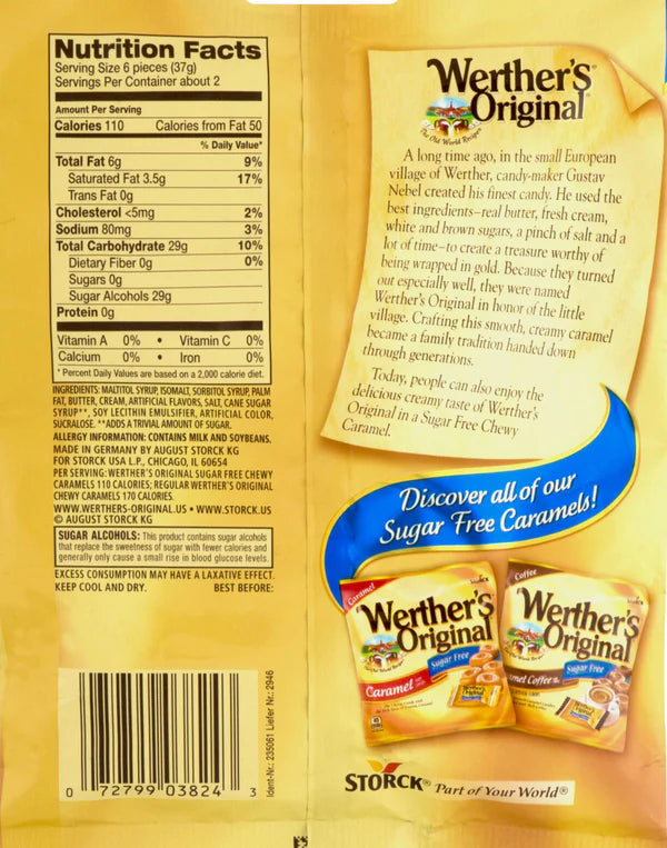 Werther's Original - Bonbons à mâcher sans sucre - 78 g