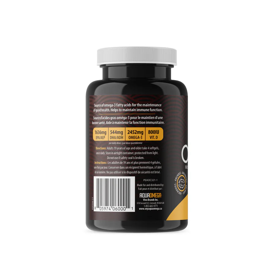 AquaOmega - 3X Extra Strength Wild Caught Fish Oil - 120 Softgels
