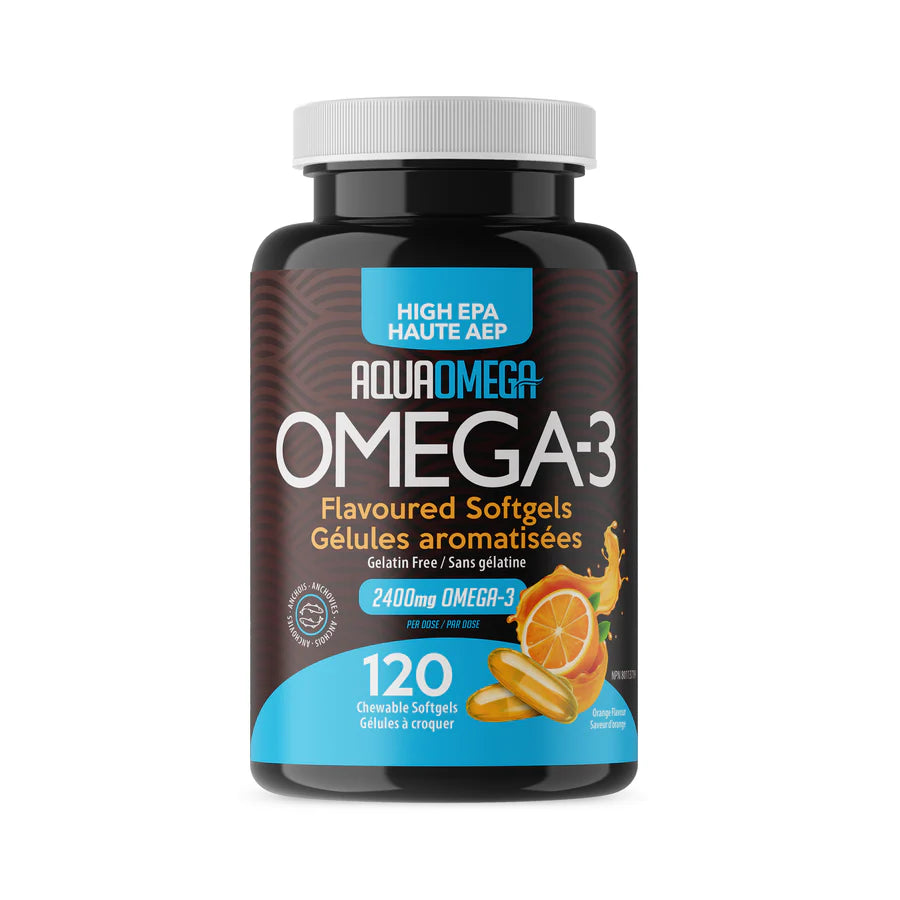 AquaOmega - Huile de poisson sauvage riche en EPA - 120 capsules molles à croquer