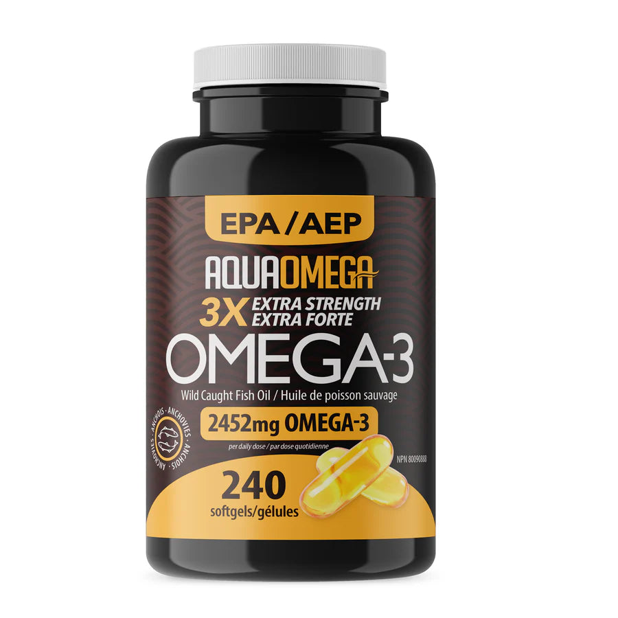 AquaOmega - 3X Extra Strength Wild Caught Fish Oil - 240 Softgels