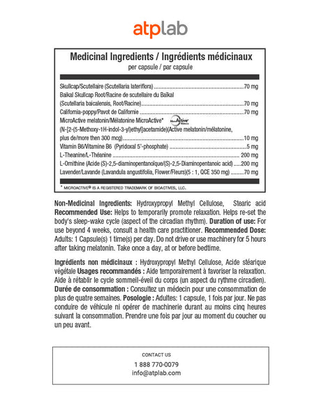ATP Lab Syner Sleep 60 Capsules Medicinal ingredients