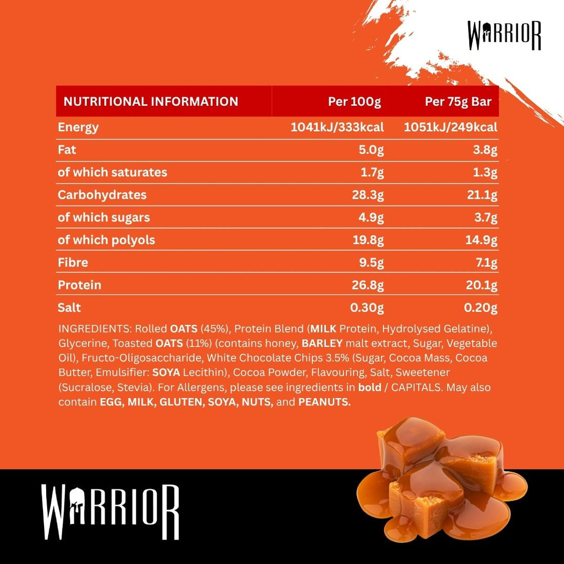 Warrior - Barres protéinées crues - 12 x 75 g