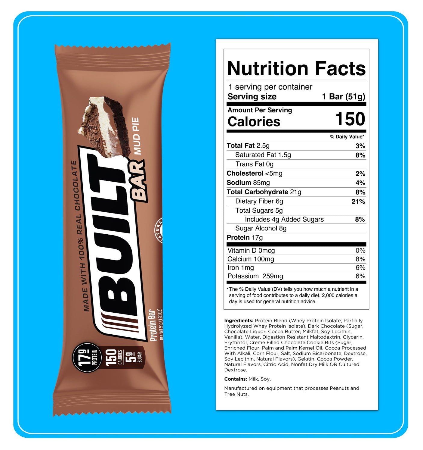 Built Protein Bar - 100% Real Chocolate - Zero Guilt 49g