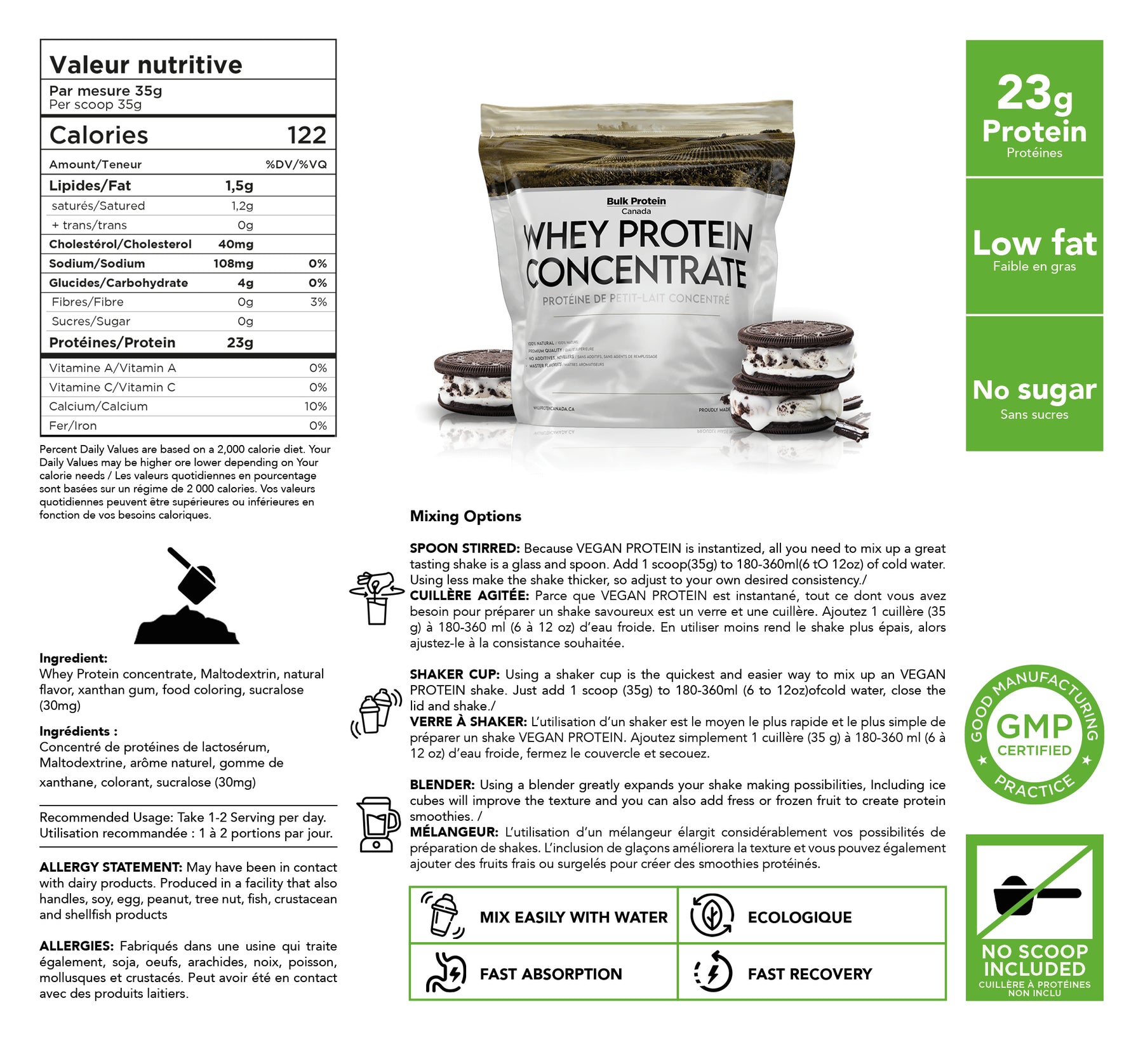 Bulk Protein Canada - Whey Protein Concentrate - 100% Premium Canadian Powder