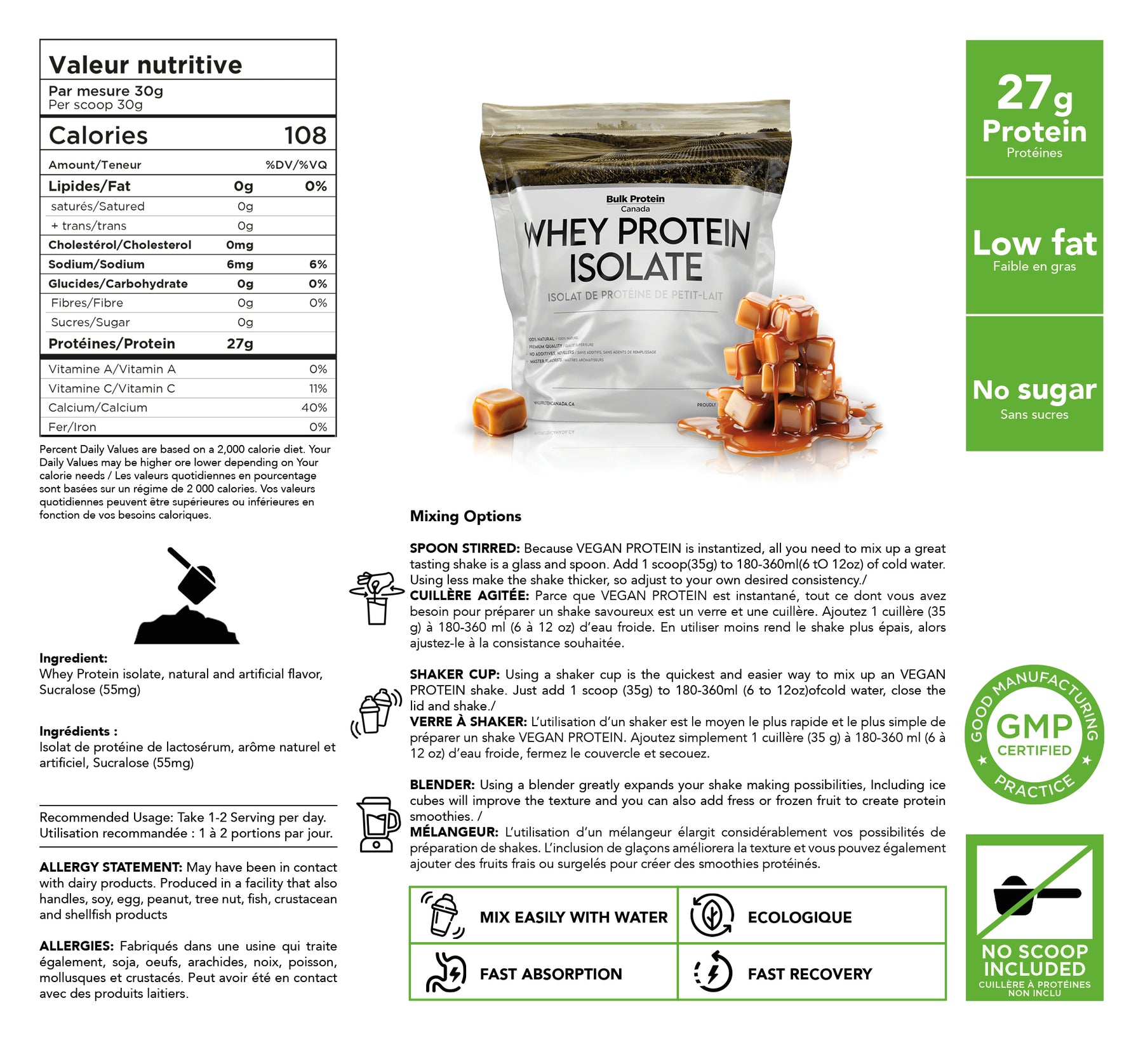 Bulk Protein Canada - Whey Isolate Protein - 100% Premium Canadian Powder