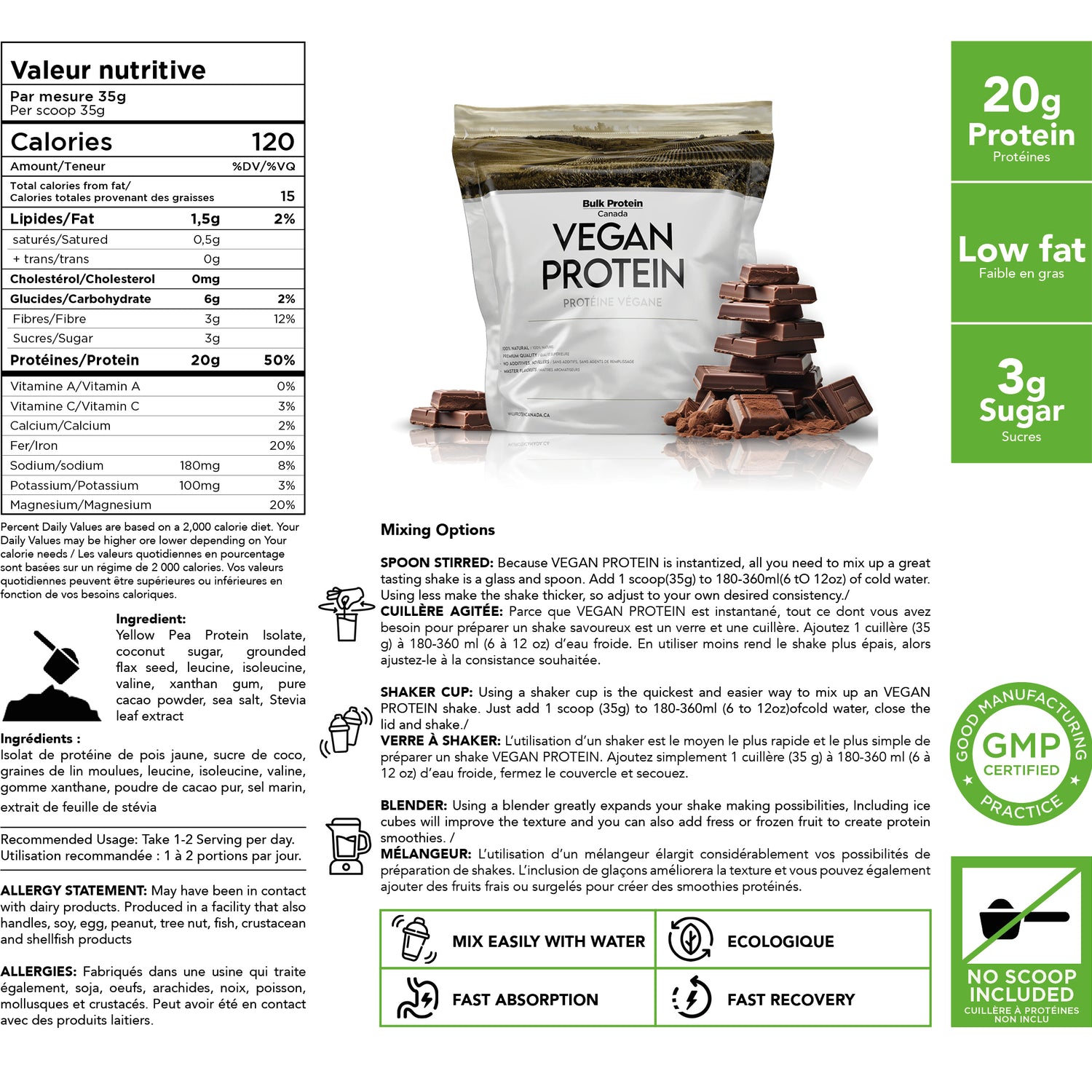 Bulk Protein Canada - Vegan Protein Blend - 100% Premium Canadian Powder