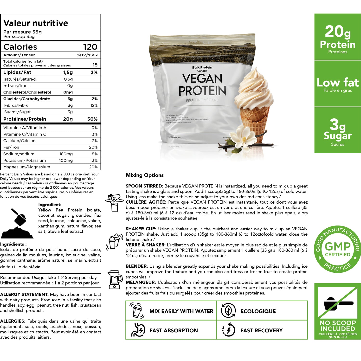 Bulk Protein Canada - Vegan Protein Blend - 100% Premium Canadian Powder