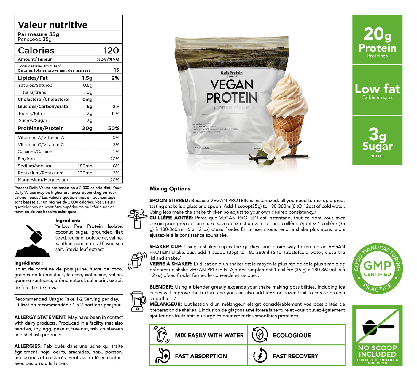 Bulk Protein Canada - Vegan Protein Blend - 100% Premium Canadian Powder
