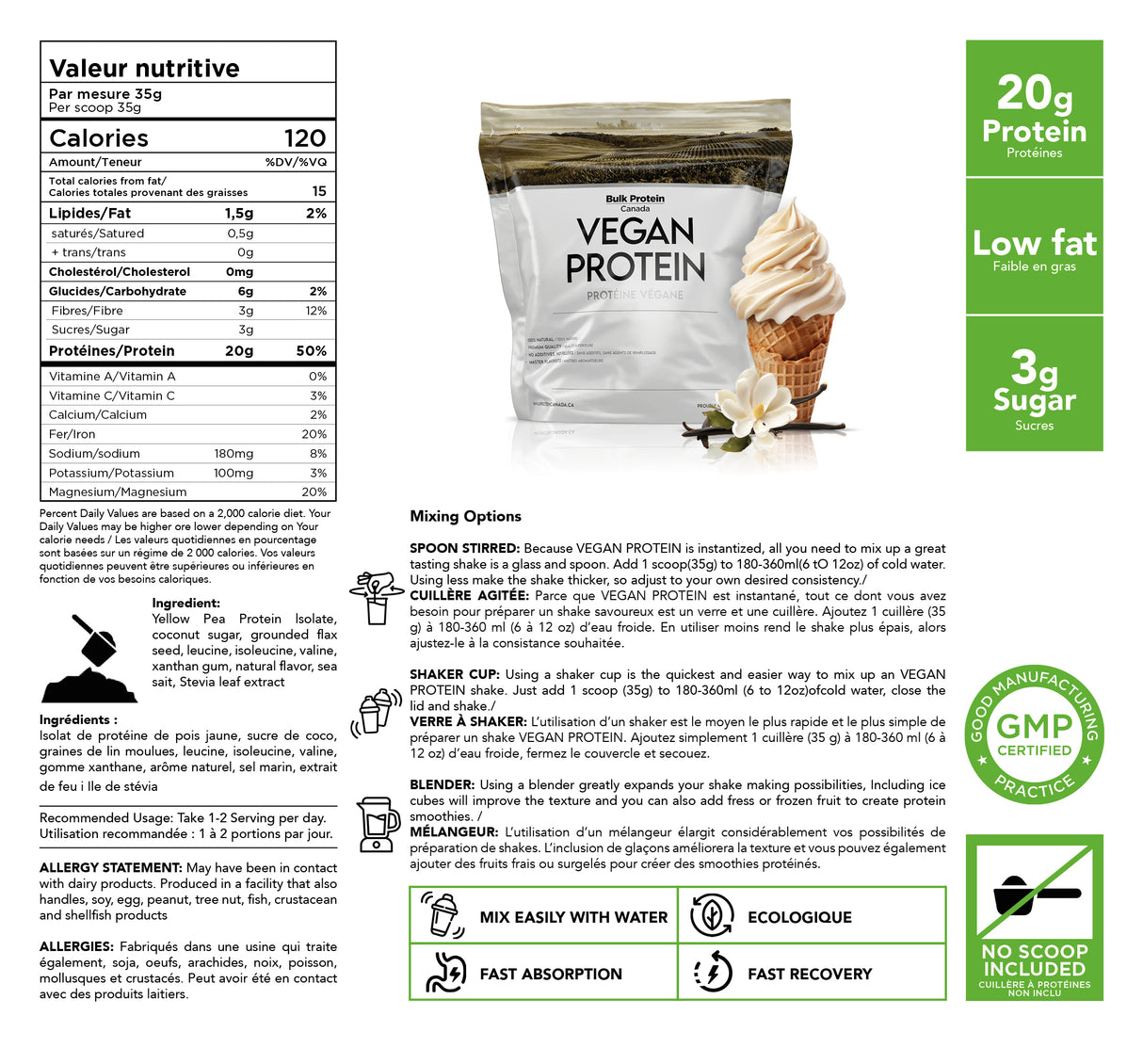 Bulk Protein Canada - Vegan Protein Blend - 100% Premium Canadian Powder
