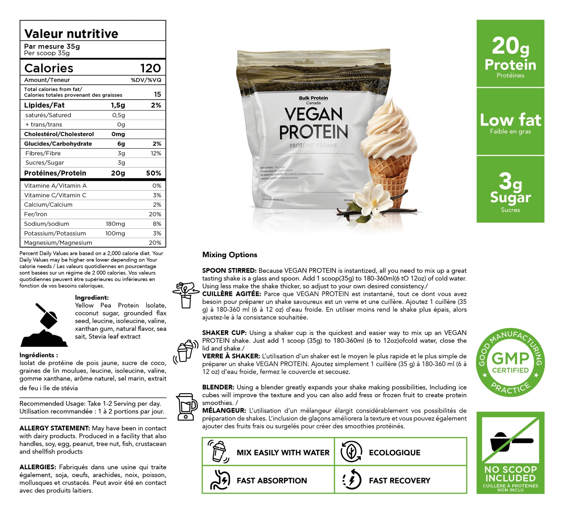 Bulk Protein Canada - Vegan Protein Blend - 100% Premium Canadian Powder