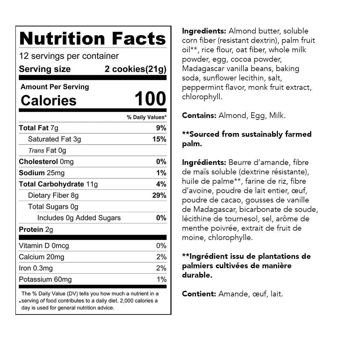ChocZero - Zero Sugar Dunkies Sandwich Cookies Mint - Nutrition Facts