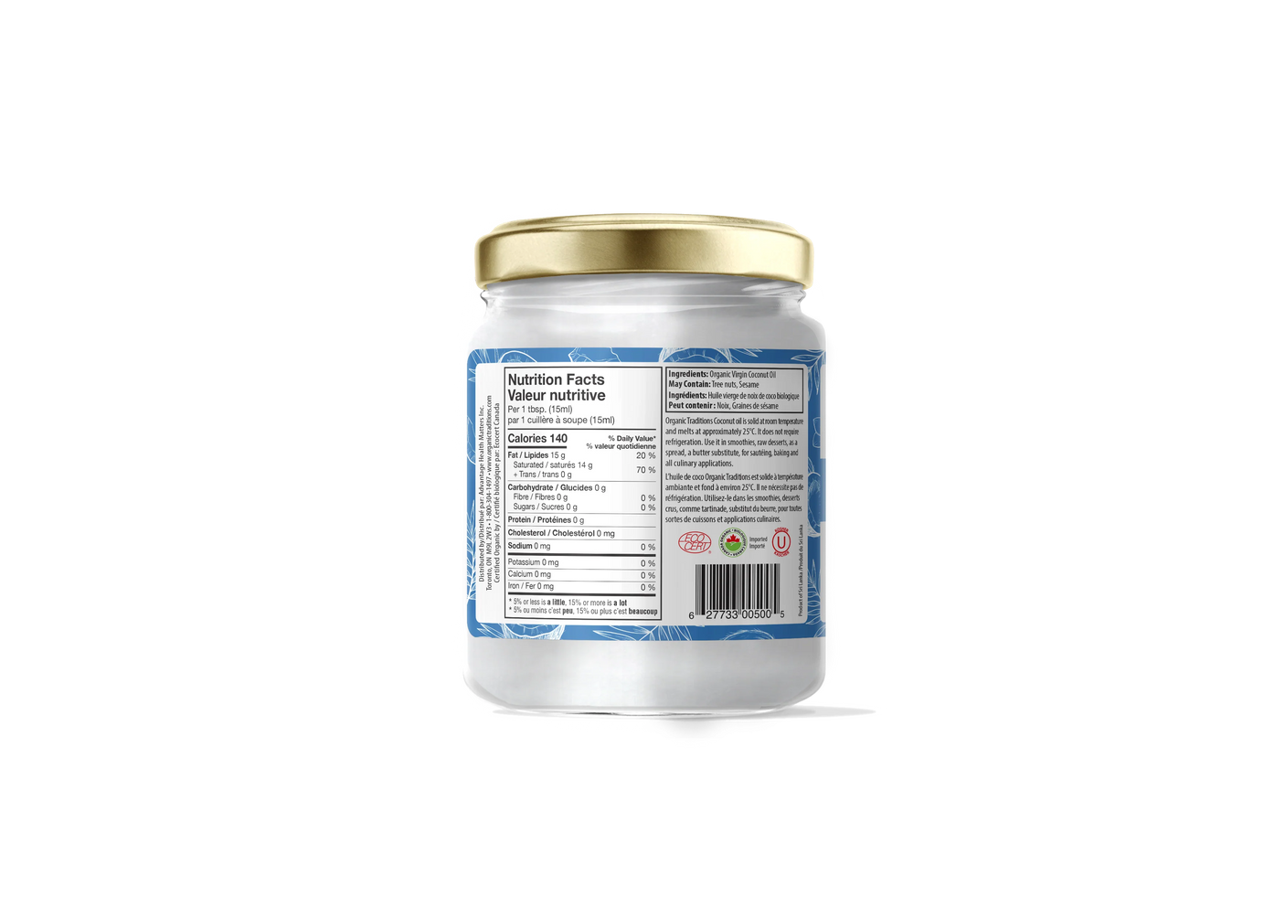 Organic Traditions - Huile de coco crue biologique - 500 ml