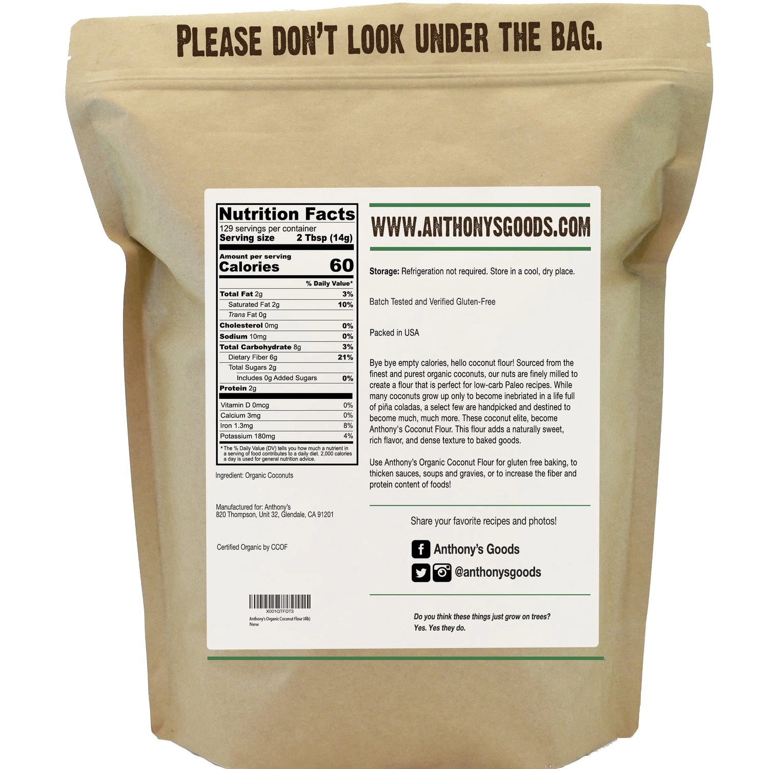 Anthony's Good - Organic Flour Coconut - 4lb