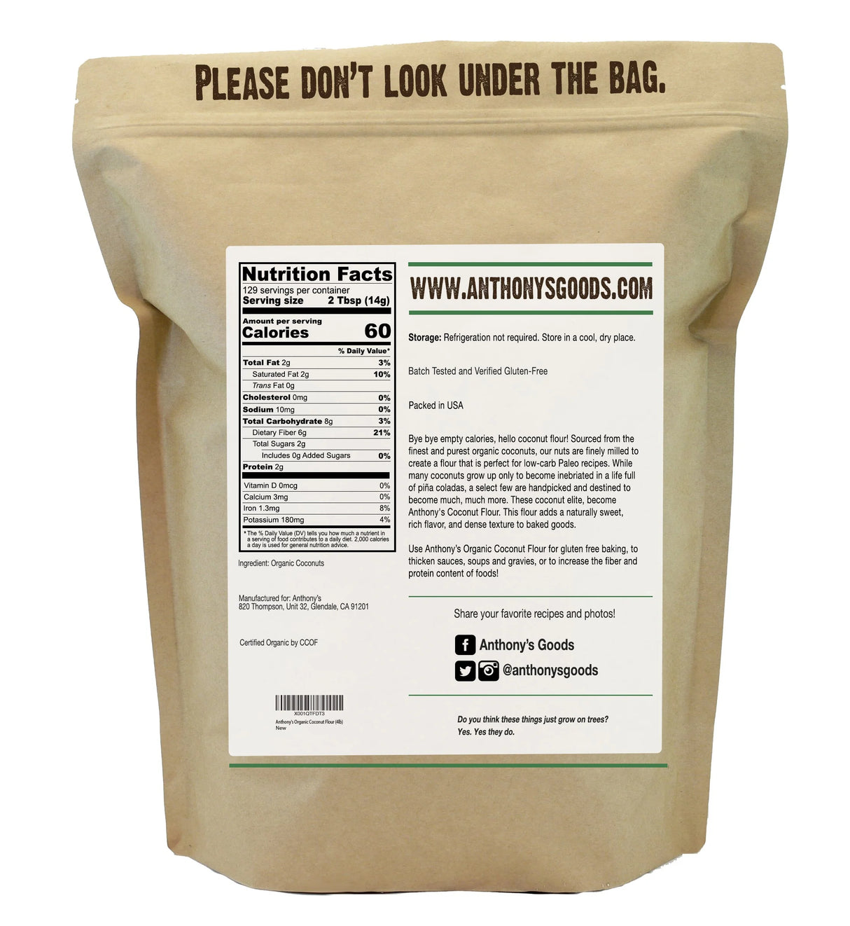 Anthony's Good - Farine de noix de coco biologique - 1,8 kg