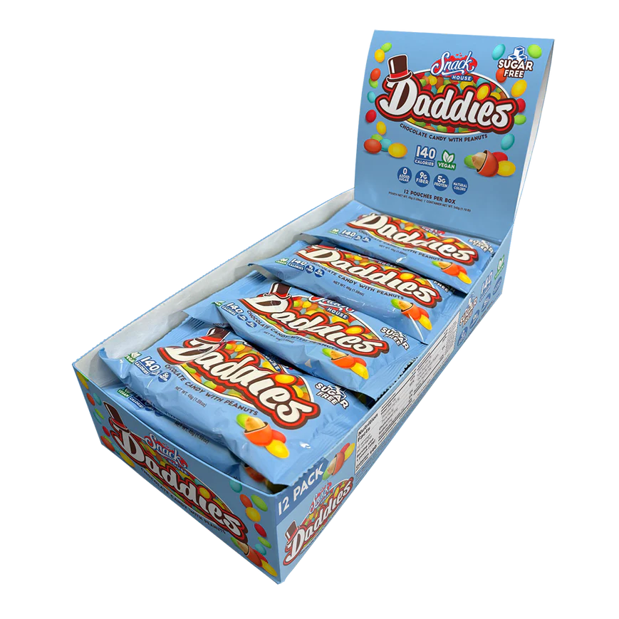 Snack House - Bonbons au chocolat et aux cacahuètes sans sucre Daddies - Boîte de 12