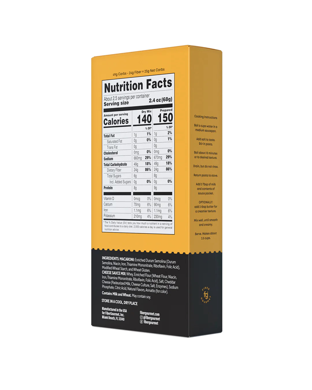 Fiber Gourmet - Low Calories High Fiber Macaroni & Cheese - 170g