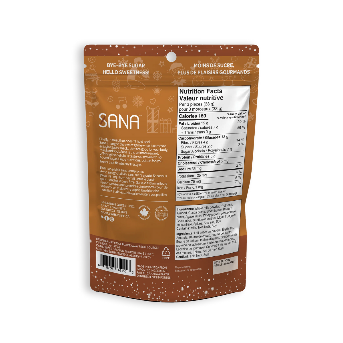 Sana - Bouchées chocolatées sans sucre ajouté - 100 g