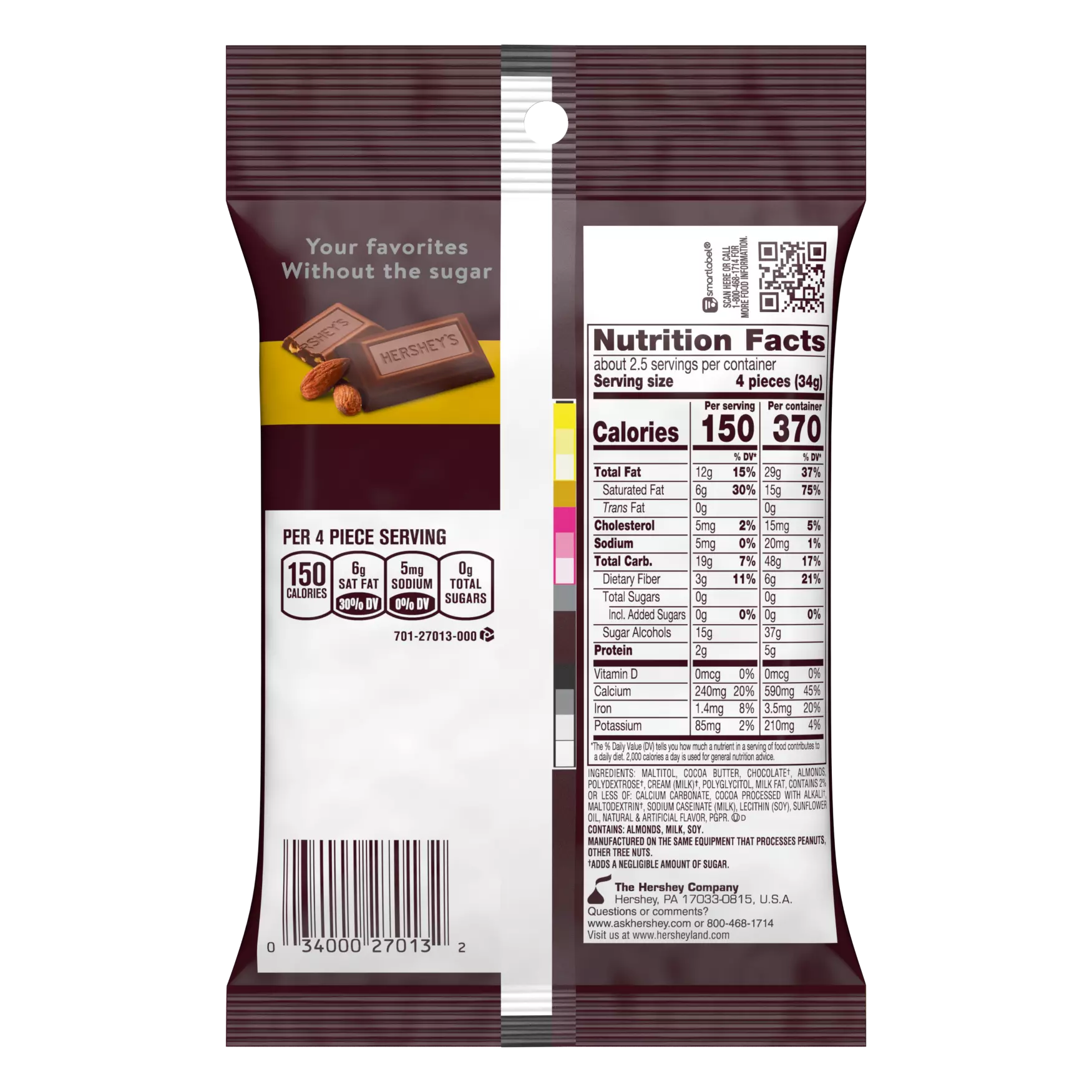 Hershey's - Sugar Free Chocolate Candy with Almond - 3oz