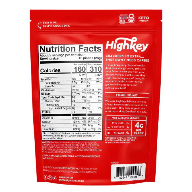 HighKey Snacks - Craquelins à la farine d'amande - 57 g