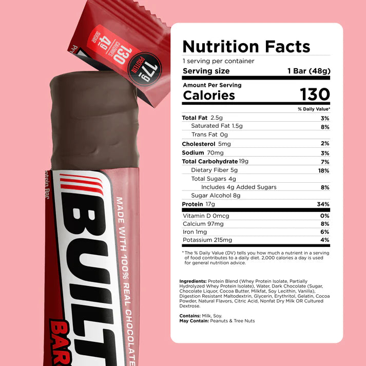 Built - Barre protéinée 100 % vrai chocolat - Zéro culpabilité (boîte de 12)