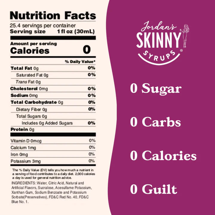 Skinny Syrups - 0 Calories - 0 sugar - 750ml