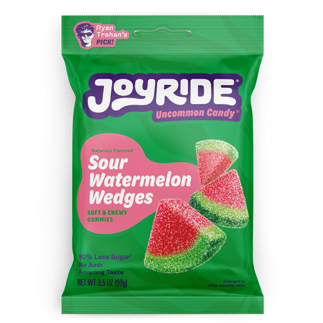 Joyride Sour Watermelon Wedges low sugar sour candy in a 3.5 oz bag