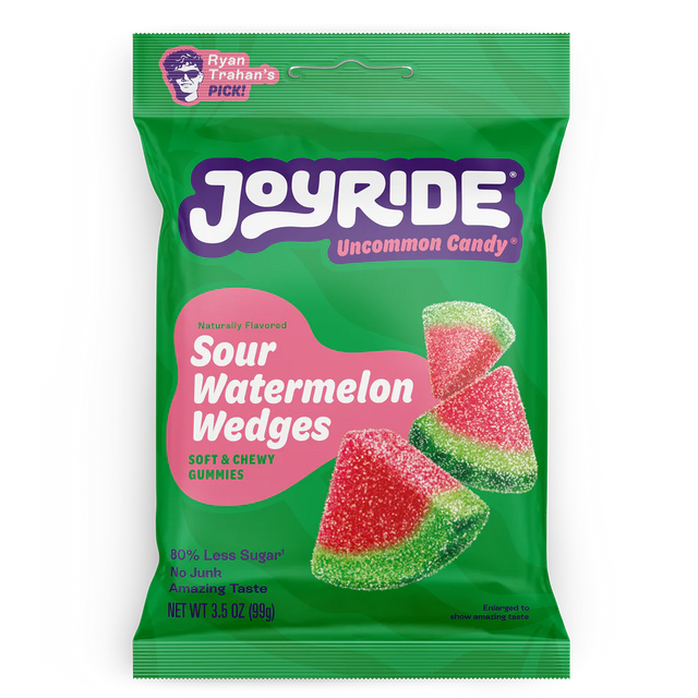 Joyride Sour Watermelon Wedges low sugar sour candy in a 3.5 oz bag