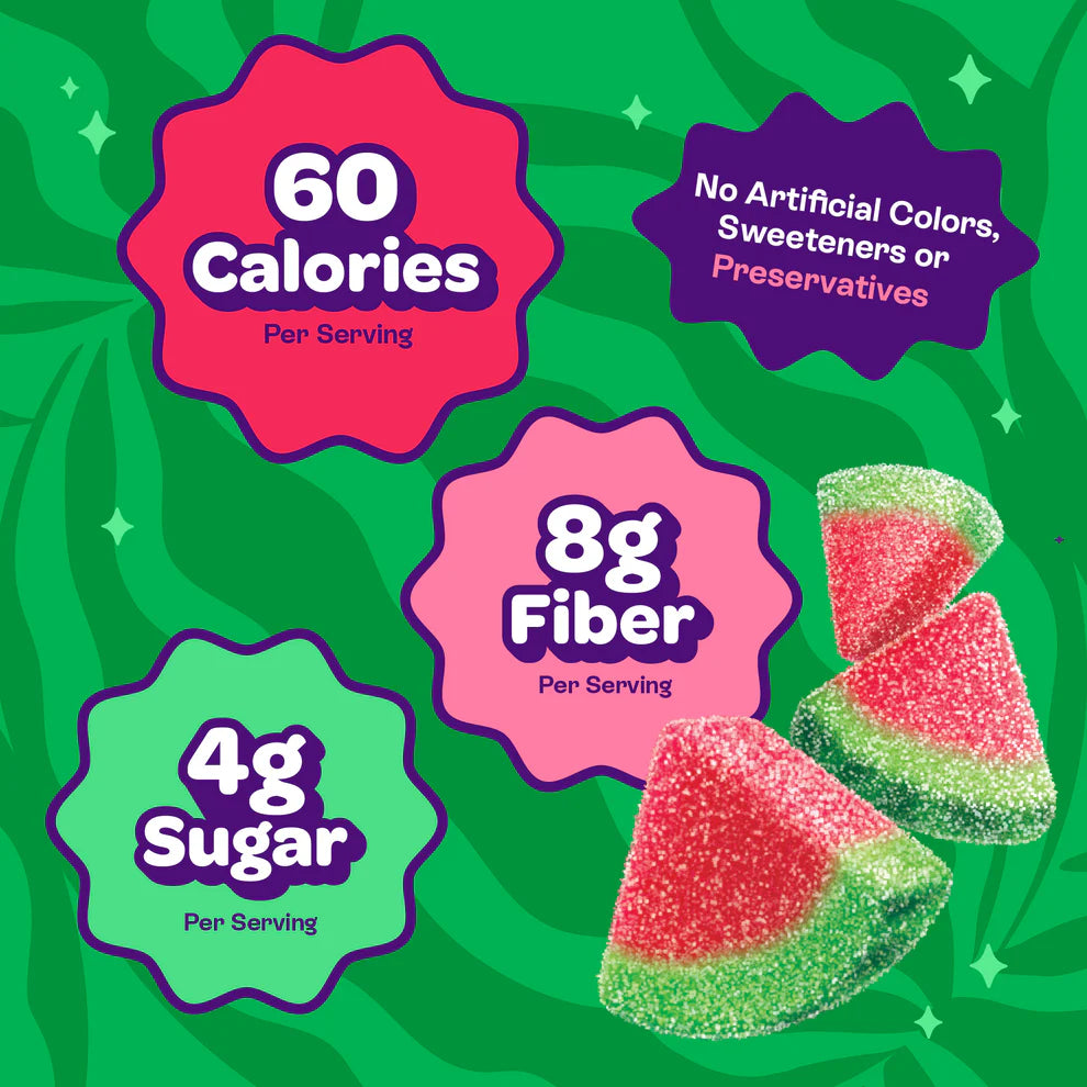 Joyride Sour Watermelon Wedges with 60 calories, 8g fiber, and 4g sugar per serving
