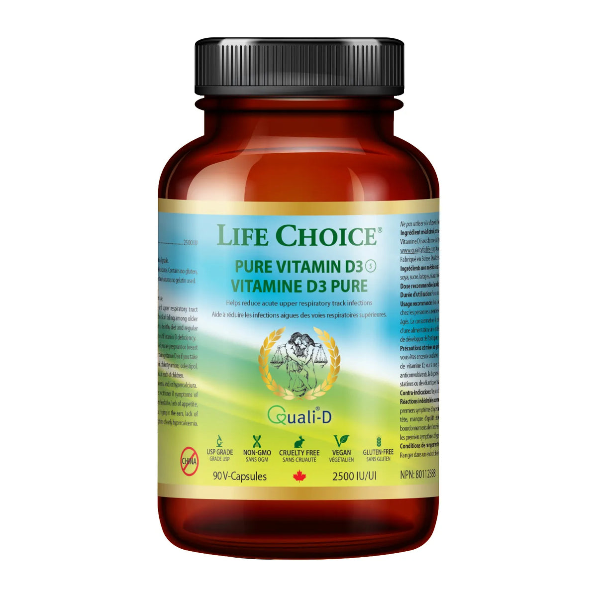 Life Choice - Pure Vitamin D3 100% Pharmaceutical Grade Quali®D 500g - 60Vcaps