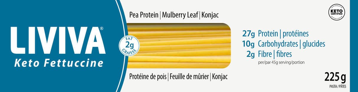 Liviva - Pâtes Keto à faible teneur en glucides 225g - Fettuccini