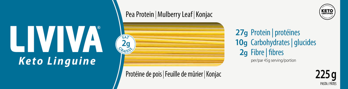 Liviva - Pâtes Keto Faibles en Glucides 225g - Linguine
