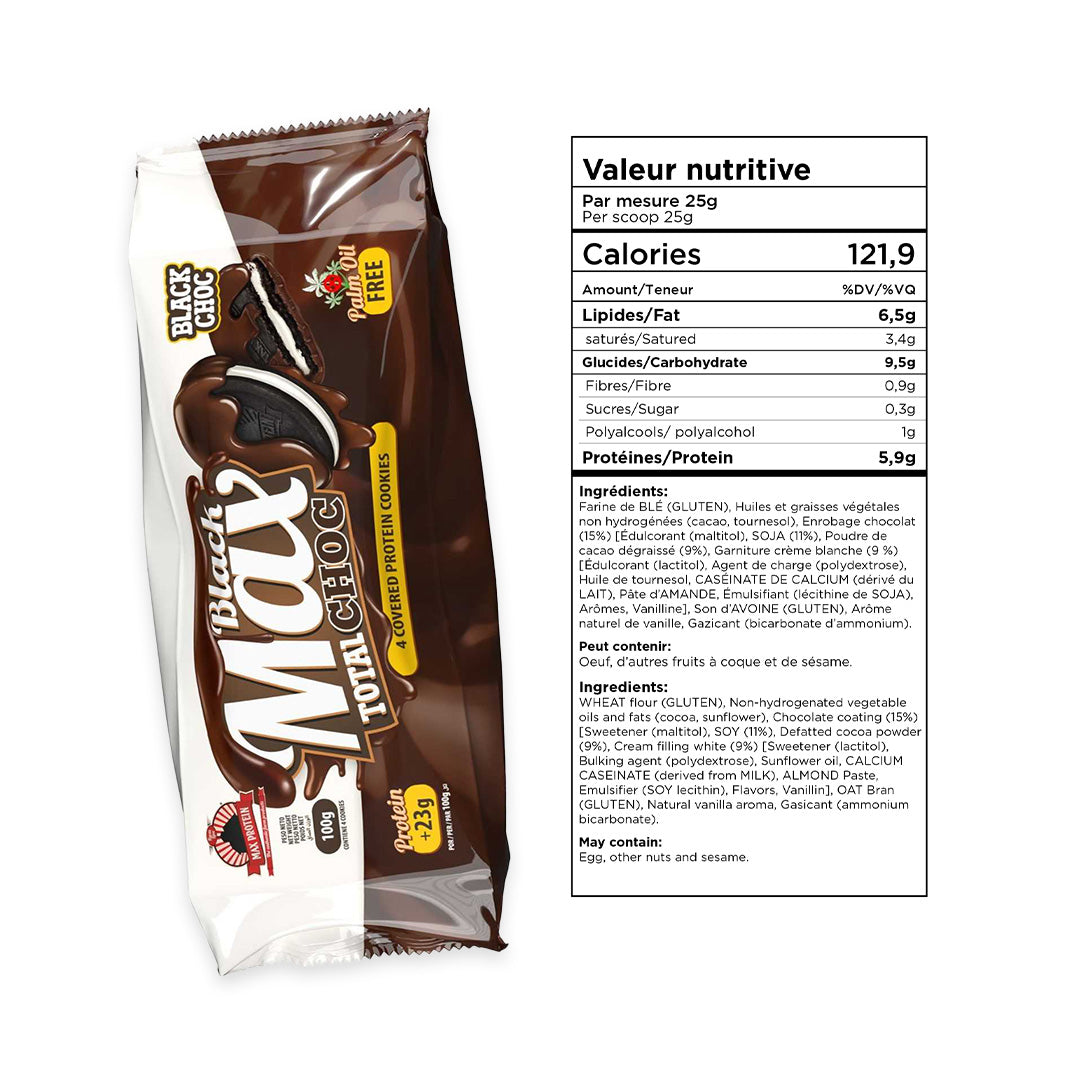 Max Protein - Biscuits protéinés noirs Max Protein - 100 g