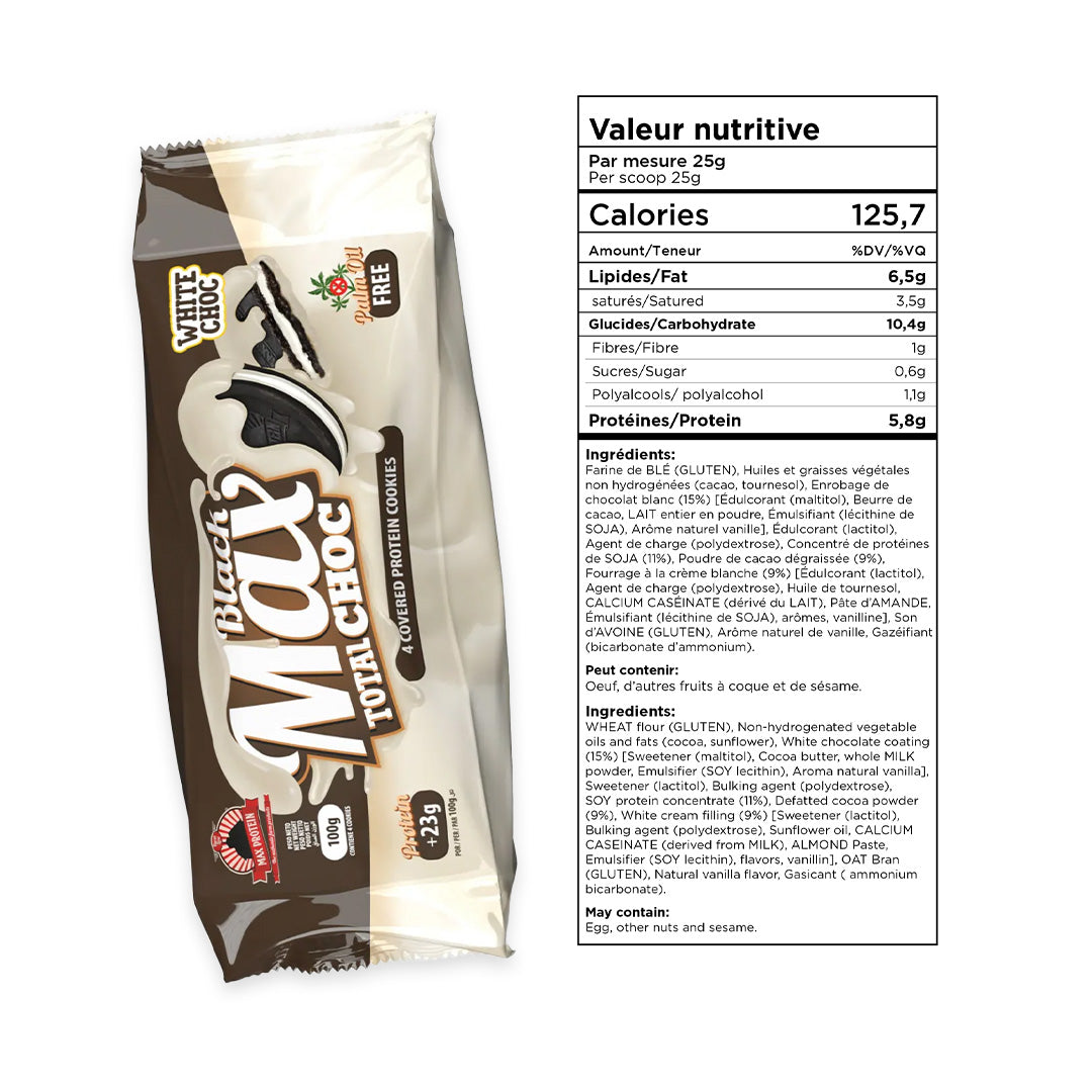 Max Protein - Biscuits protéinés noirs Max Protein 100 g - Boîte de 12