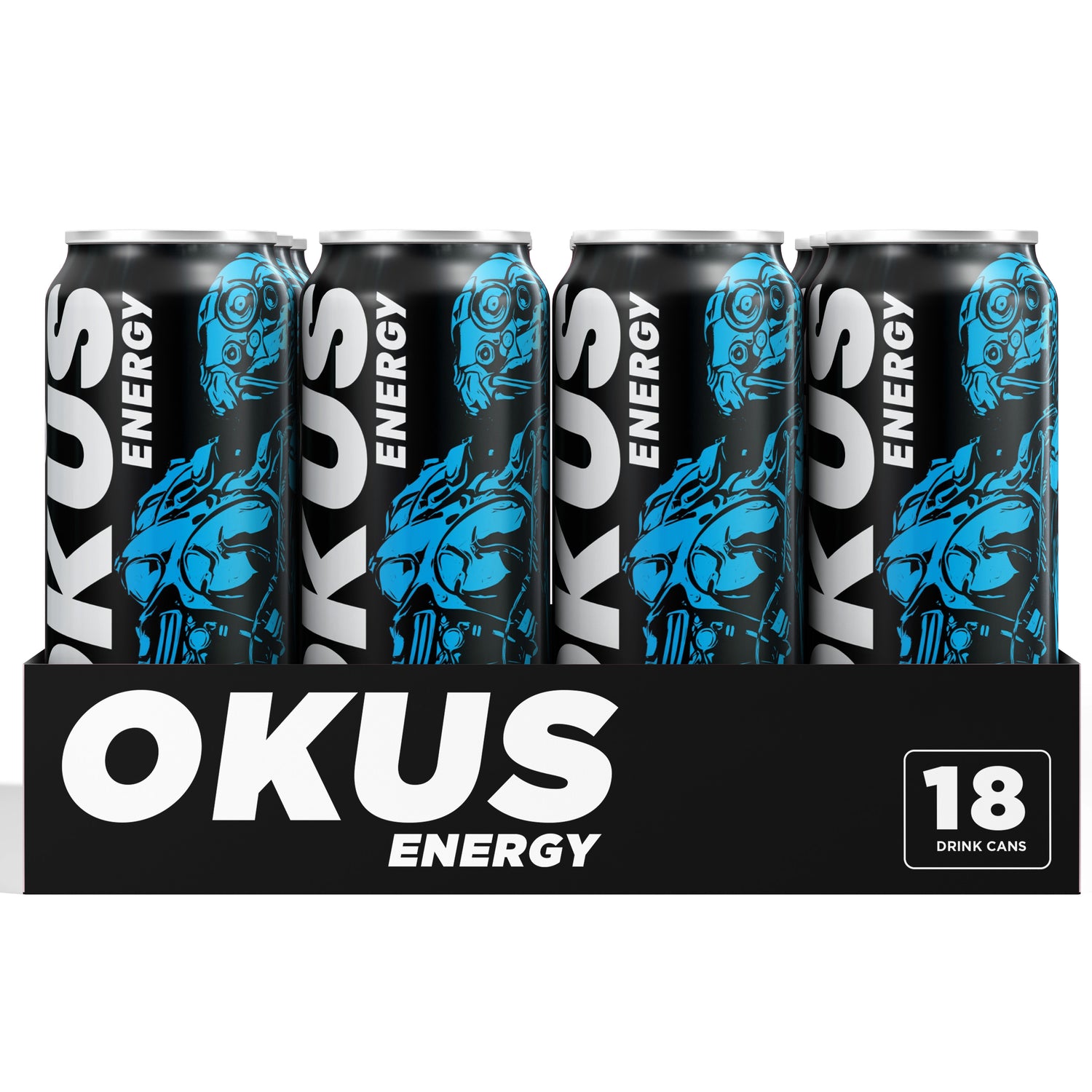 OKUS Energy case of 18 cans - Blue Rapsberry flavor