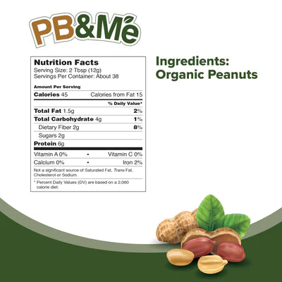 PB&Me - Organic Powdered Peanut Butter - No Sugar Added 453g